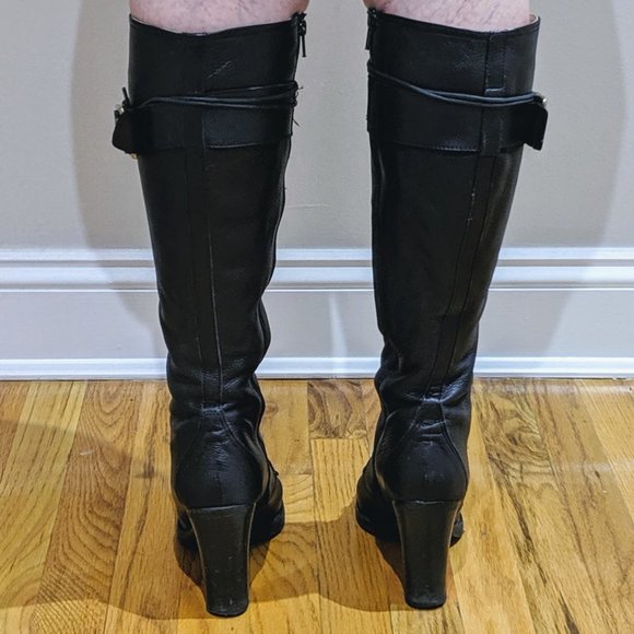 COACH Knee-High Lace-up Leather Boots Size 8 EUC - Picture 6 of 14